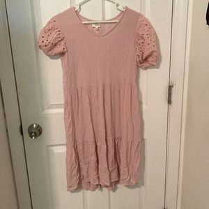 pink mid length dress